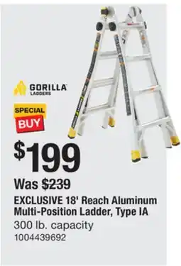 The Home Depot GORILLA LADDERS 18' Reach Aluminum Multi-Position Ladder, Type IA offer