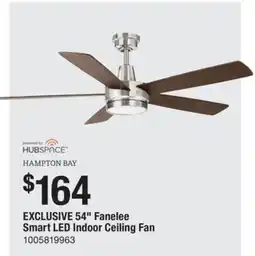 The Home Depot HAMPTON-BAY 54 Fanelee Smart LED Indoor Ceiling Fan offer