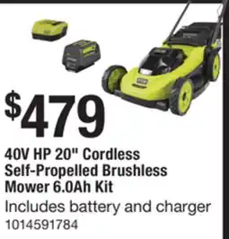 The Home Depot RYOBI 40V HP 20 Cordless Self-Propelled Brushless Mower 6.0Ah offer