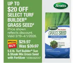 The Home Depot SCOTTS SELECT TURF BUILDER GRASS SEED offer