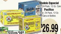 Big Saver Foods Modelo Especial Beer, 24 Pack, 12 Oz. Cans Pacifico Beer, 24 Pack, 12 Oz. Cans or Bottles offer