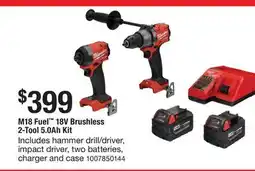 The Home Depot MILWAUKEE M18 Fuel 18V Brushless 2-Tool 5.0Ah Kit offer