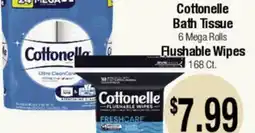 Big Saver Foods Cottonelle Bath Tissue 6 Mega Rolls Flushable Wipes 168 Ct offer