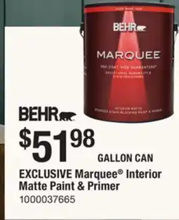 The Home Depot BEHR-MARQUEE Marquee Interior Matte Paint & Primer offer