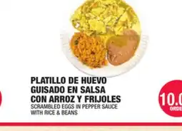 Carnicerias Jimenez PLATILLO DE HUEVO GUISADO EN SALSA CON ARROZ Y FRIJOLAS offer