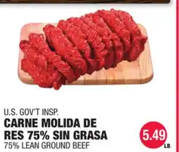 Carnicerias Jimenez U.S. GOV'T INSP. CARNE MOLIDA DE RES 75% SIN GRASA offer