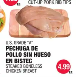 Carnicerias Jimenez U.S. GRADE A STEAKED BONELESS CHICKEN BREAST offer