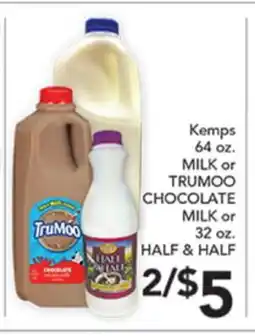 Pete's Fresh Market Kemps 64 oz. MILK or TRUMOO CHOCOLATE MILK or 32 oz. HALF & HALF offer