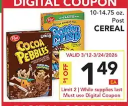 Pete's Fresh Market 10-14.75 oz. Post CEREAL offer