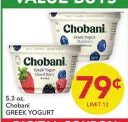 Pete's Fresh Market 5.3 oz. Chobani GREEK YOGURT offer