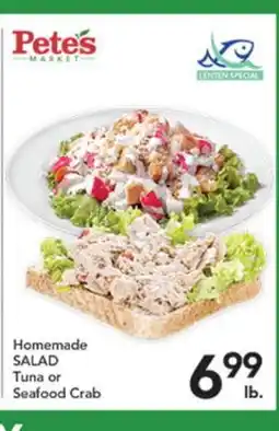Pete's Fresh Market Homemade SALAD Tuna or Seafood Crab offer