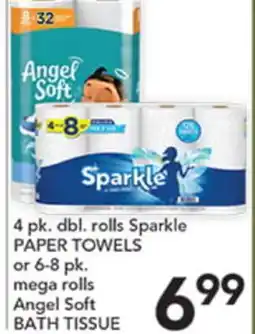 Pete's Fresh Market 4 pk. dbl. rolls Sparkle PAPER TOWELS or 6-8 pk. mega rolls Angel Soft BATH TISSUE offer