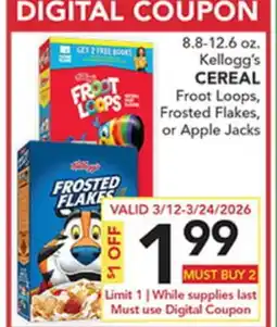 Pete's Fresh Market 8.8-12.6 oz. Kellogg's CEREAL offer