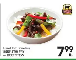 Pete's Fresh Market Hand Cut Boneless BEEF STIR FRY or BEEF STEW offer