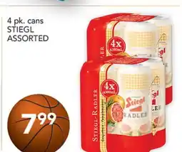 Pete's Fresh Market 4 pk. cans STIEGL ASSORTED offer