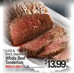 Angelo Caputo's Fresh Market U.S.D.A. Gov't Inspected Whole Beef Tenderloin offer