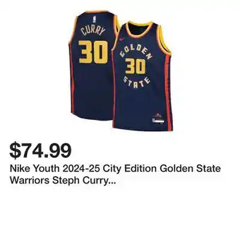 Dick's Sporting Goods Nike Youth 2024-25 City Edition Golden State Warriors Steph Curry #30 Swingman Jersey offer