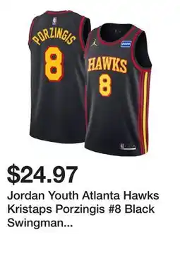 Dick's Sporting Goods Jordan Youth Atlanta Hawks Kristaps Porzingis #8 Black Swingman Statement Jersey offer