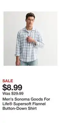 Kohl's Men's Sonoma Goods For Life Supersoft Flannel Button-Down Shirt offer