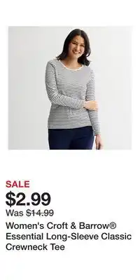 Kohl's Women's Croft & Barrow Essential Long-Sleeve Classic Crewneck Tee offer