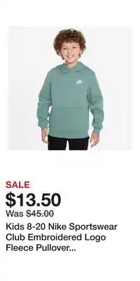 Kohl's Kids 8-20 Nike Sportswear Club Embroidered Logo Fleece Pullover Hoodie in Regular & Plus offer