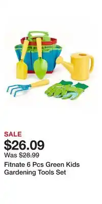 Kohl's Fitnate 6 Pcs Green Kids Gardening Tools Set offer