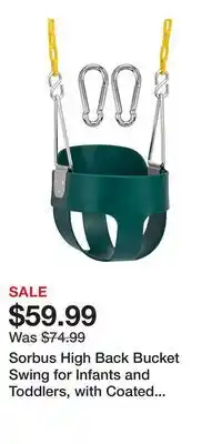 Kohl's Sorbus High Back Bucket Swing for Infants and Toddlers, with Coated Chains - Ages 6 Months and Up offer