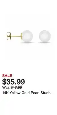 Kohl's 14K Yellow Gold Pearl Studs offer