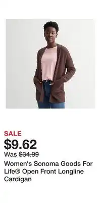 Kohl's Women's Sonoma Goods For Life Open Front Longline Cardigan offer