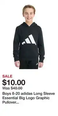 Kohl's Boys 8-20 adidas Long Sleeve Essential Big Logo Graphic Pullover Hoodie offer