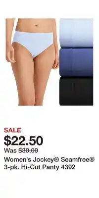 Kohl's Women's Jockey Seamfree 3-pk. Hi-Cut Panty 4392 offer