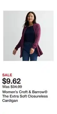 Kohl's Women's Croft & Barrow The Extra Soft Closureless Cardigan offer
