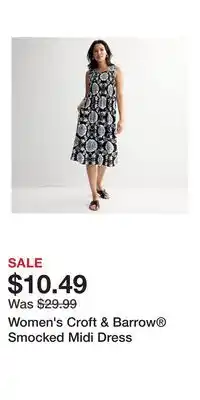 Kohl's Women's Croft & Barrow Smocked Midi Dress offer