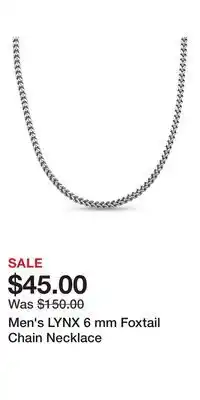 Kohl's Men's LYNX 6 mm Foxtail Chain Necklace offer