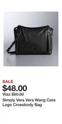 Kohl's Simply Vera Vera Wang Cara Logo Crossbody Bag offer