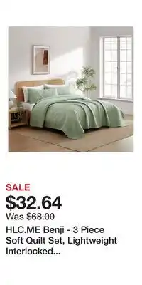 Kohl's HLC.ME Benji - 3 Piece Soft Quilt Set, Lightweight Interlocked Machine Washable Bedspread Coverlet offer