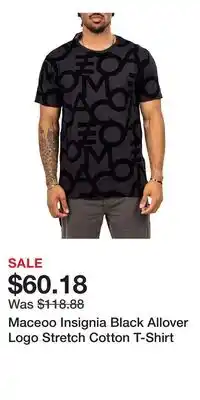 Nordstrom Maceoo Insignia Black Allover Logo Stretch Cotton T-Shirt offer