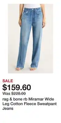 Nordstrom rag & bone rb Miramar Wide Leg Cotton Fleece Sweatpant Jeans offer