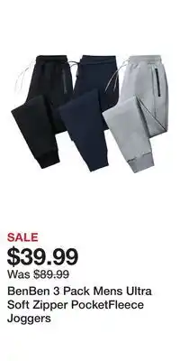 Nordstrom BenBen 3 Pack Mens Ultra Soft Zipper PocketFleece Joggers offer