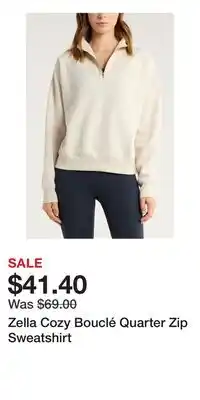 Nordstrom Zella Cozy Bouclé Quarter Zip Sweatshirt offer