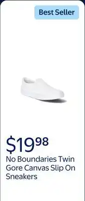 Walmart No Boundaries Twin Gore Canvas Slip On Sneakers, Wide Width Available, Women's offer