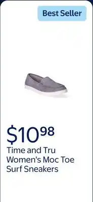 Walmart Time and Tru Women's Moc Toe Surf Sneakers, Wide Width Available offer