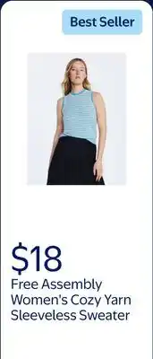 Walmart Free Assembly Women's Cozy Yarn Sleeveless Sweater Shell, Lightweight offer