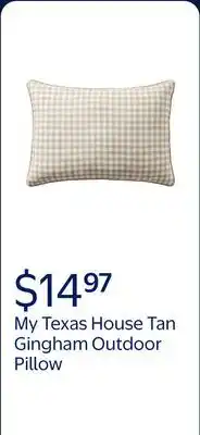 Walmart My Texas House Tan Gingham 14 x 20 Outdoor Pillow offer