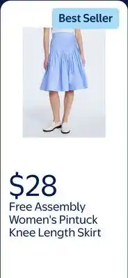 Walmart Free Assembly Women's Pintuck Knee Length Skirt offer
