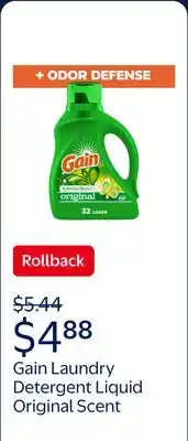 Walmart Gain Laundry Detergent Liquid with Odor Fighters, Original Scent offer
