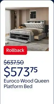 Walmart Euroco Wood Queen Platform Bed with Storage Headboard, Drawer and Shoe Cabinet for Living Room, Gray offer