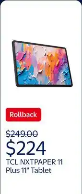 Walmart TCL NXTPAPER 11 Plus 11 Tablet, 256GB, Android 15, Onyx Black offer