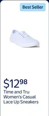 Walmart Time and Tru Women's Casual Lace Up Sneakers, Wide Width Available offer