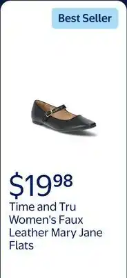 Walmart Time and Tru Women's Faux Leather Mary Jane Flats, Wide Width Available offer